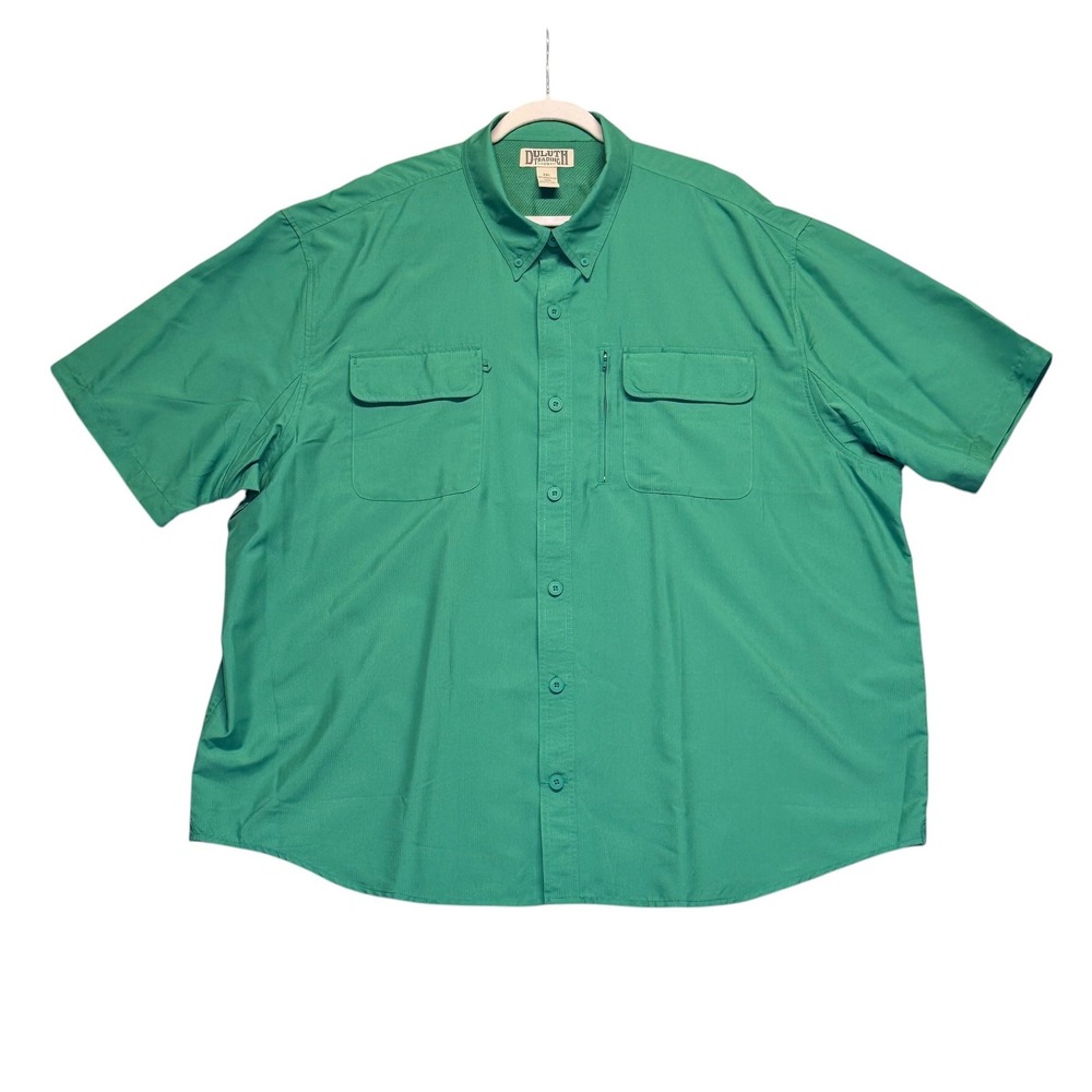 Duluth Trading Co CoolPlus Action Shirt Mens 3XL Green Button‎ Up Short Sleeve